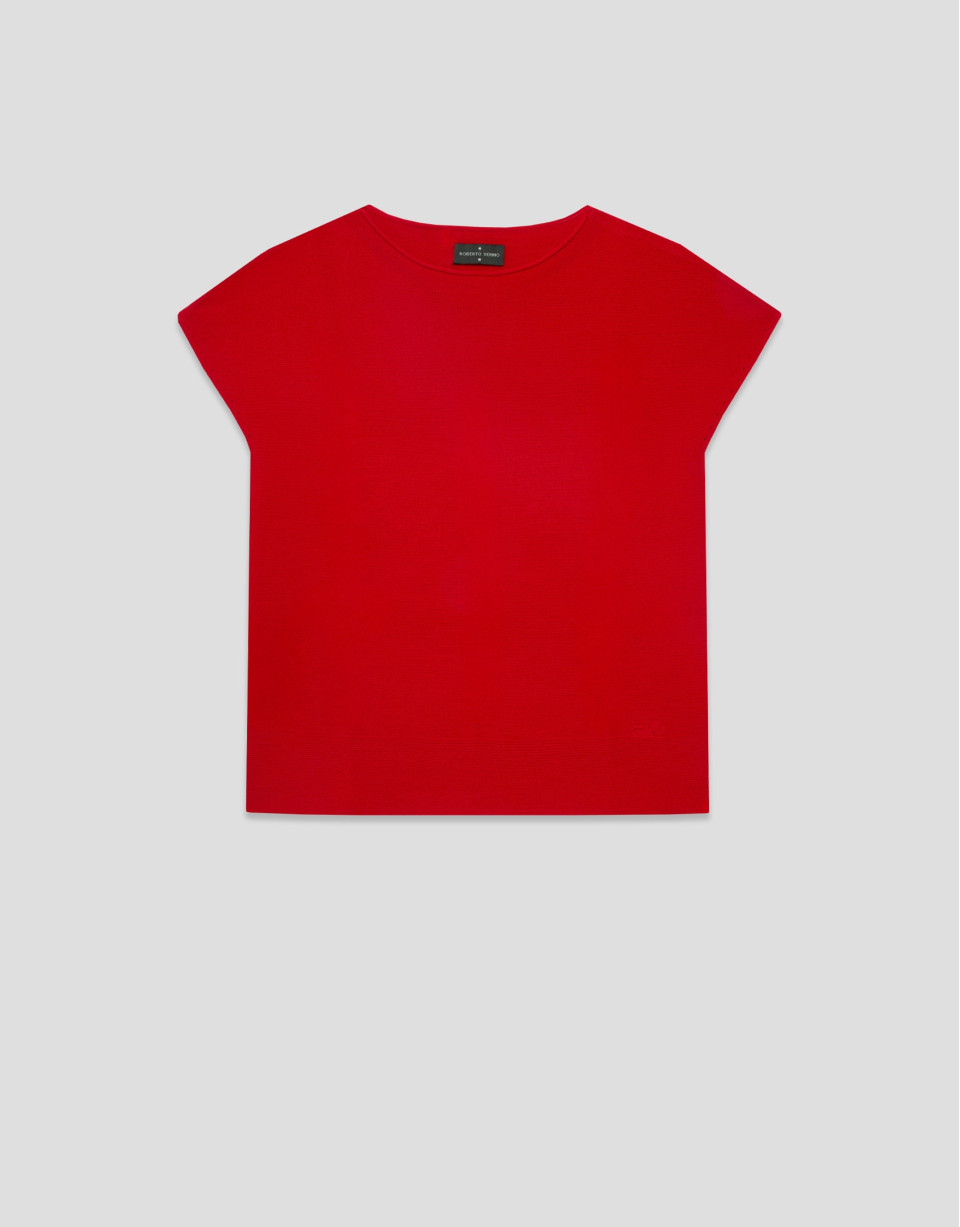 Red fine knit batwing sleeve jumper - Woman | Roberto Verino