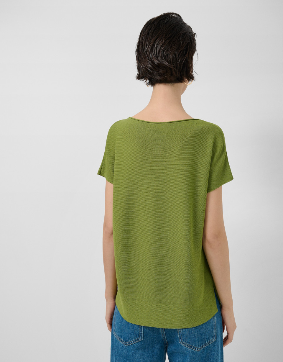 Green fine knit batwing sleeve jumper - Woman | Roberto Verino