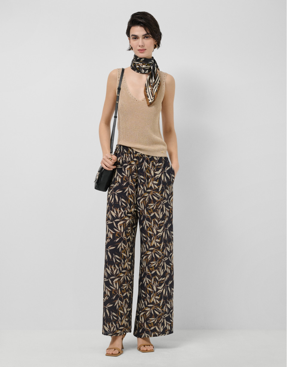 Camel lurex openwork knit top - Woman - SS2026 | Roberto Verino