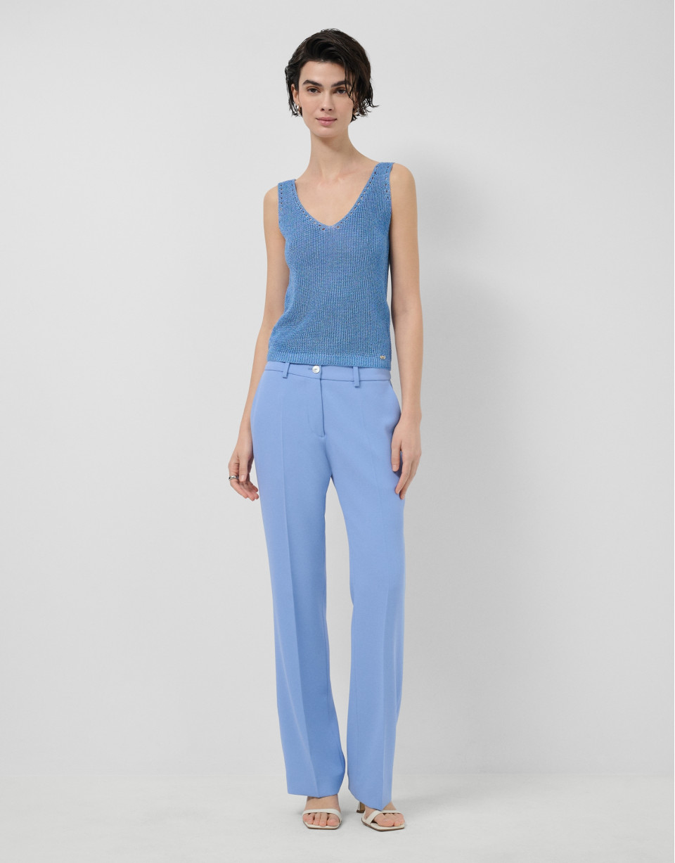 Blue lurex openwork knit top - Woman - SS2026 | Roberto Verino