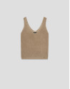 Camel lurex openwork knit top - Woman - SS2026 | Roberto Verino