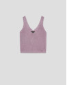 Pink openwork knit crop top with lurex - Woman | Roberto Verino