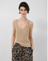 Camel lurex openwork knit top - Woman - SS2026 | Roberto Verino