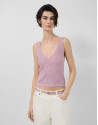 Pink openwork knit crop top with lurex - Woman | Roberto Verino