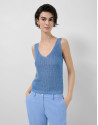 Blue lurex openwork knit top - Woman - SS2026 | Roberto Verino
