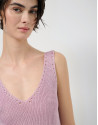 Pink openwork knit crop top with lurex - Woman | Roberto Verino