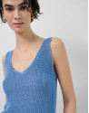 Blue lurex openwork knit top - Woman - SS2026 | Roberto Verino