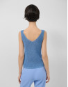 Blue lurex openwork knit top - Woman - SS2026 | Roberto Verino
