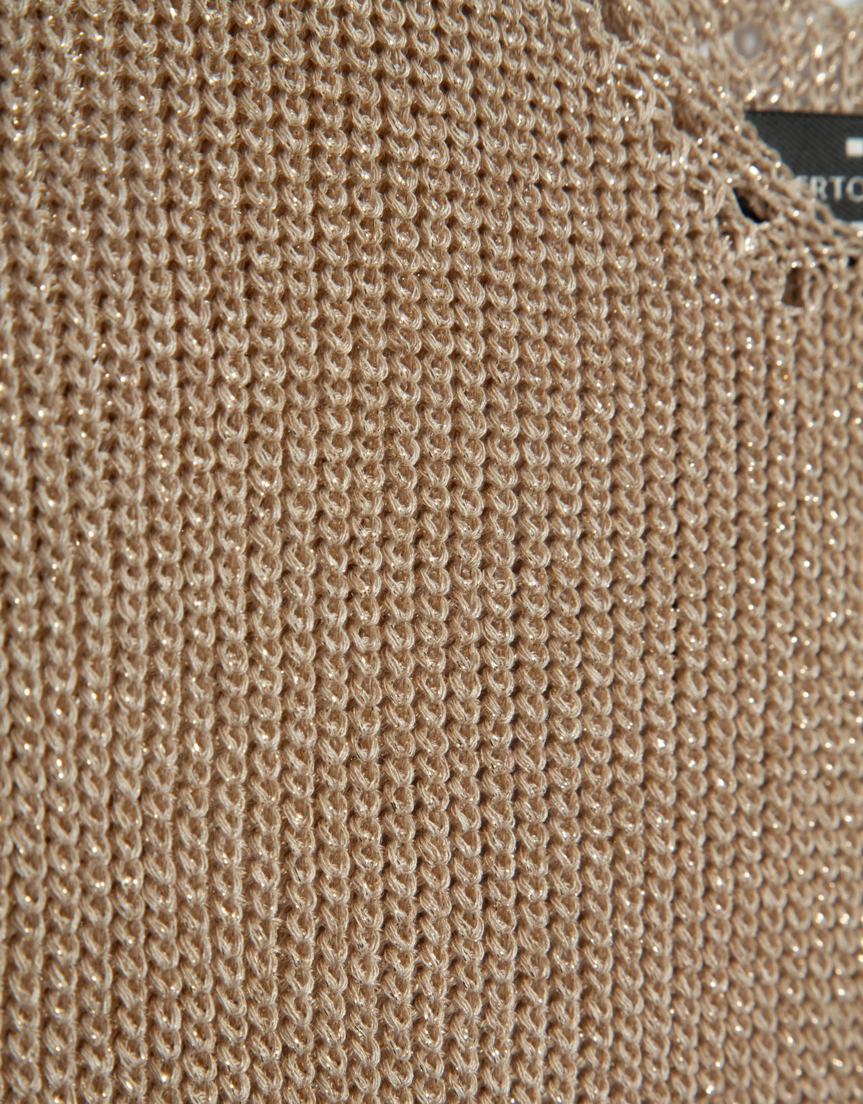 Camel lurex openwork knit top - Woman - SS2026 | Roberto Verino
