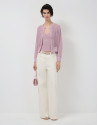 Pink openwork knit crop top with lurex - Woman | Roberto Verino