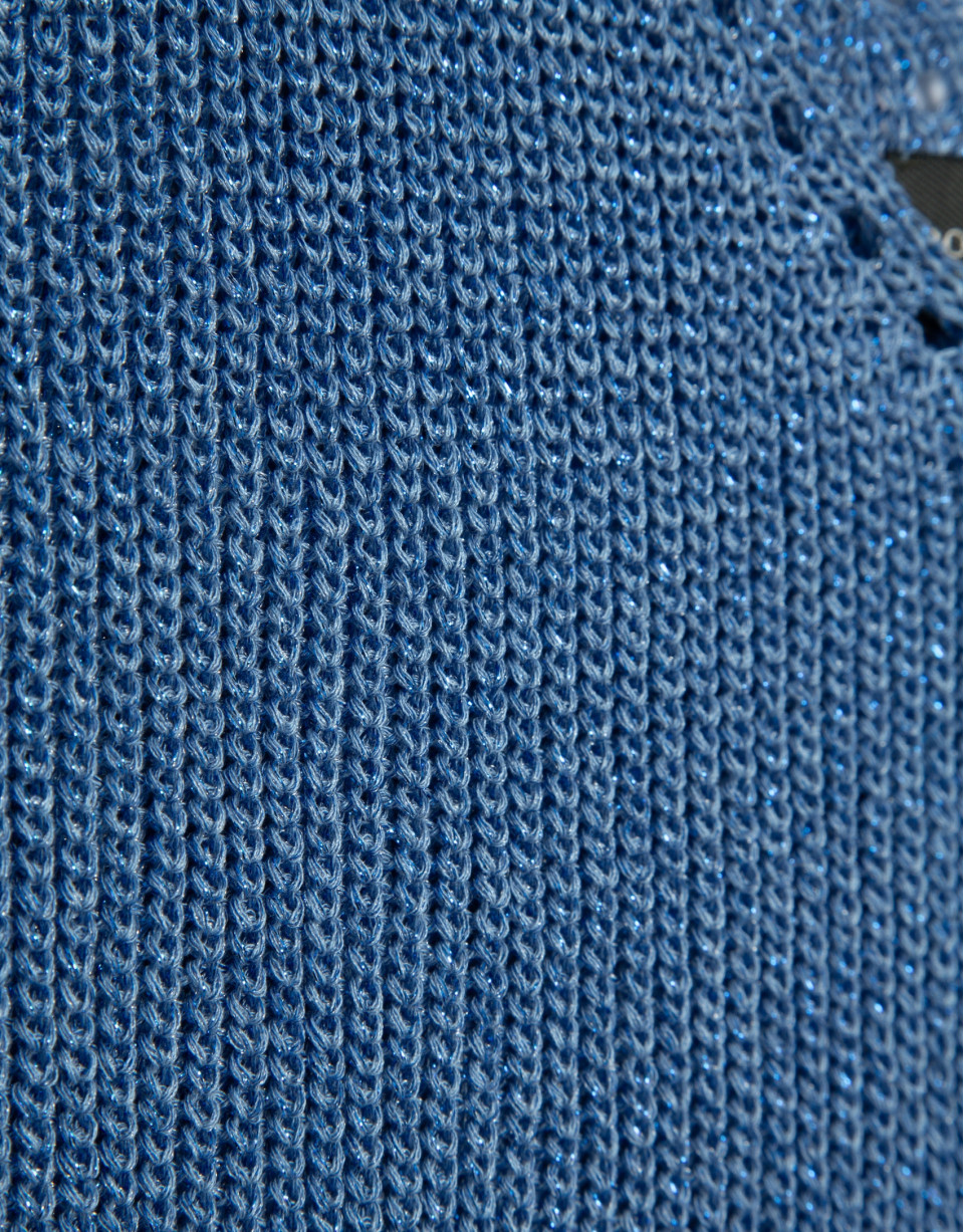 Blue lurex openwork knit top - Woman - SS2026 | Roberto Verino