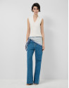 Ecru V-neck top in Roma knit - Woman - SS2026 | Roberto Verino