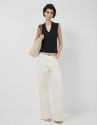 Black V-neck top in plain knit - Woman - SS2026 | Roberto Verino