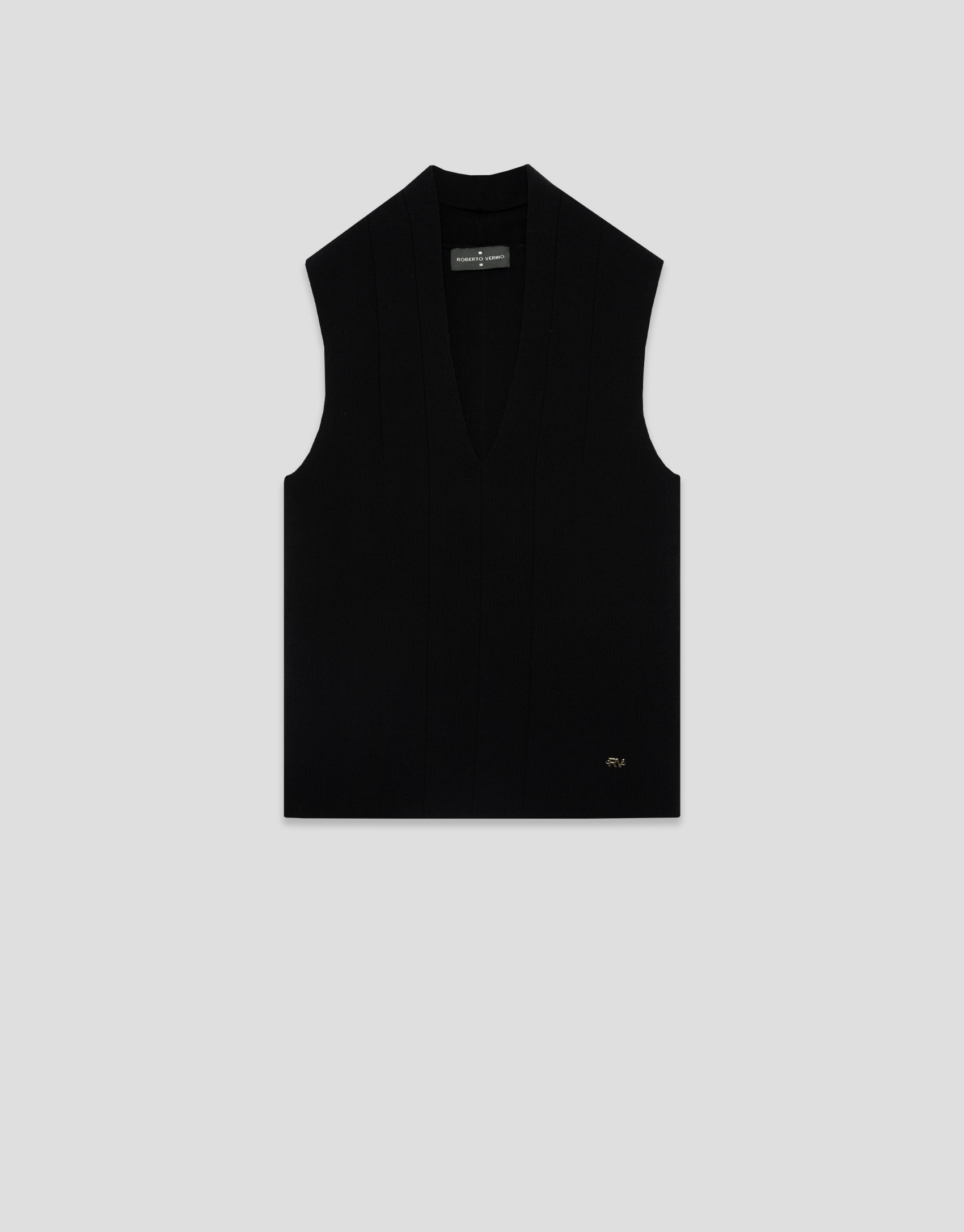 Black V-neck top in plain knit - Woman - SS2026 | Roberto Verino