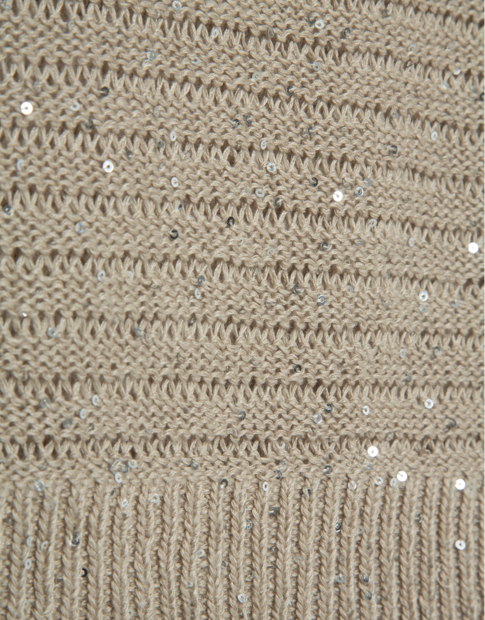 Camel-coloured unstitched linen knit jumper | Roberto Verino