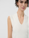 Ecru V-neck top in Roma knit - Woman - SS2026 | Roberto Verino