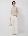 Beige fine V-neck jumper - Woman - SS2026 | Roberto Verino