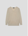 Jersey fino cuello pico beige - Mujer - PV2026 | Roberto Verino