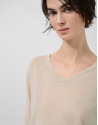 Beige fine V-neck jumper - Woman - SS2026 | Roberto Verino