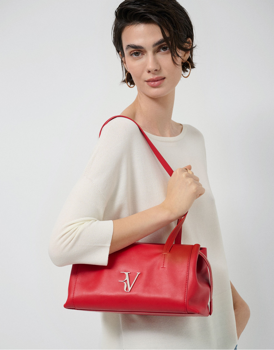 Megan Zipper red leather shoulder bag - Woman | Roberto Verino