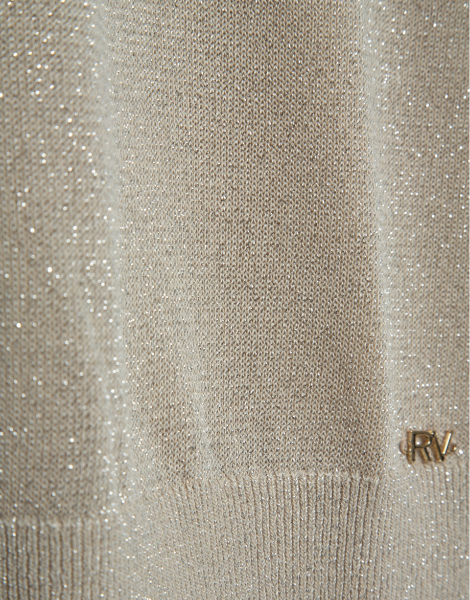 Beige fine V-neck jumper - Woman - SS2026 | Roberto Verino
