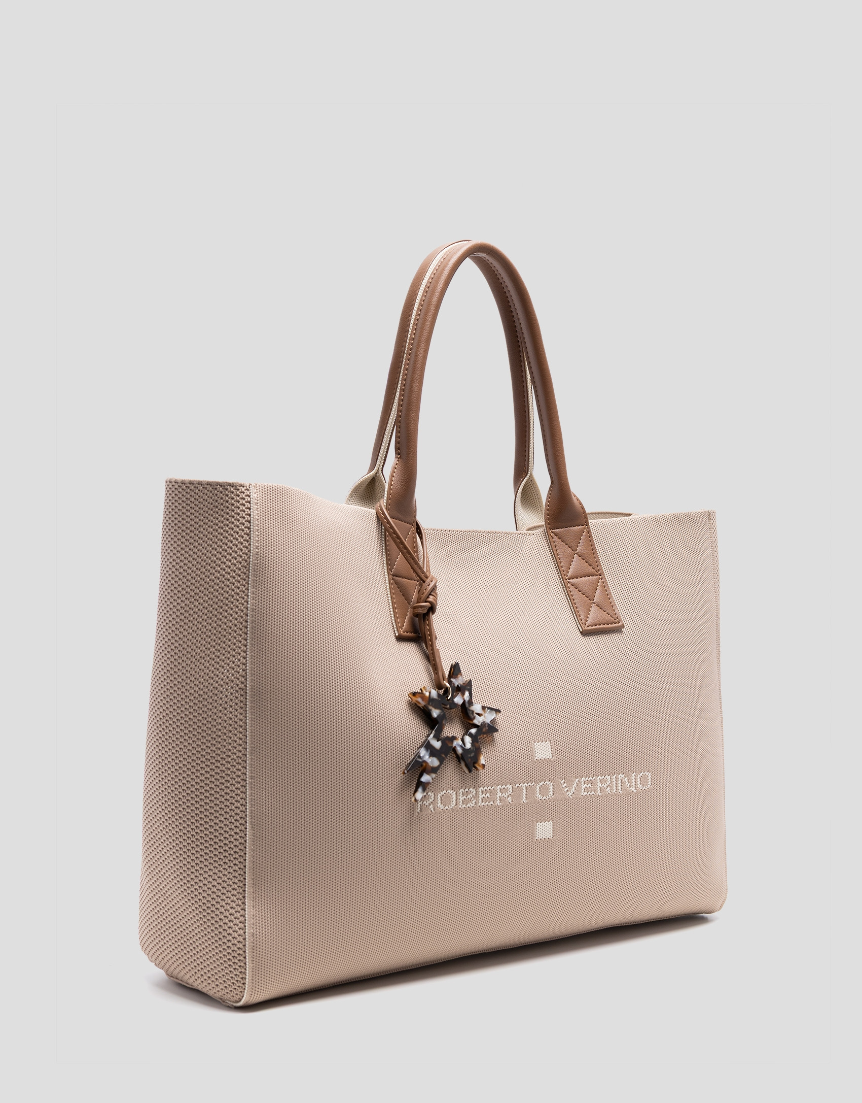 Bolso de hombro Zendaya Shopping XL punto beige | Roberto Verino