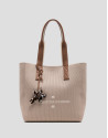 Zendaya Hobo Midi shoulder bag in beige knit | Roberto Verino