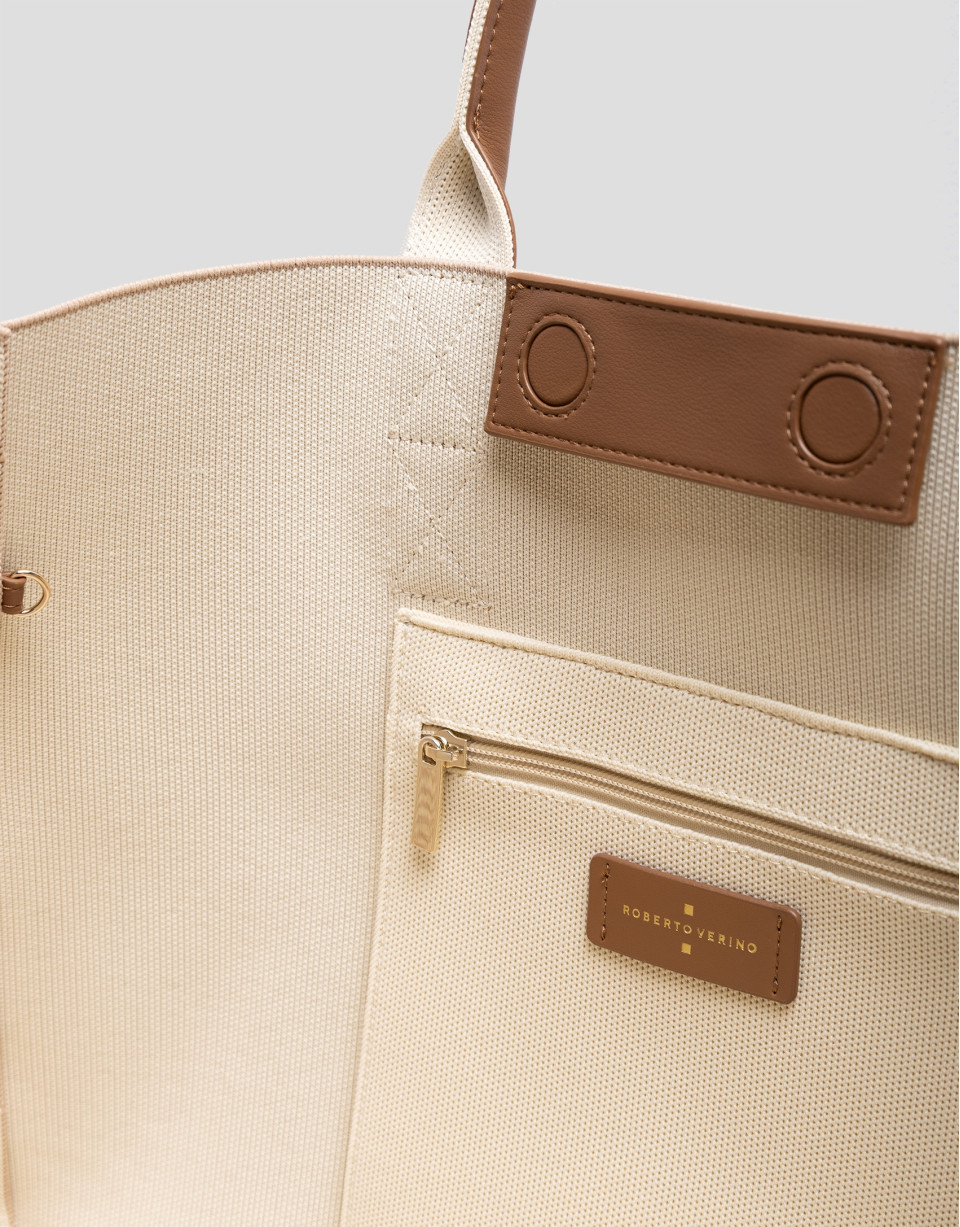 Bolso de hombro Zendaya Shopping XL punto beige | Roberto Verino