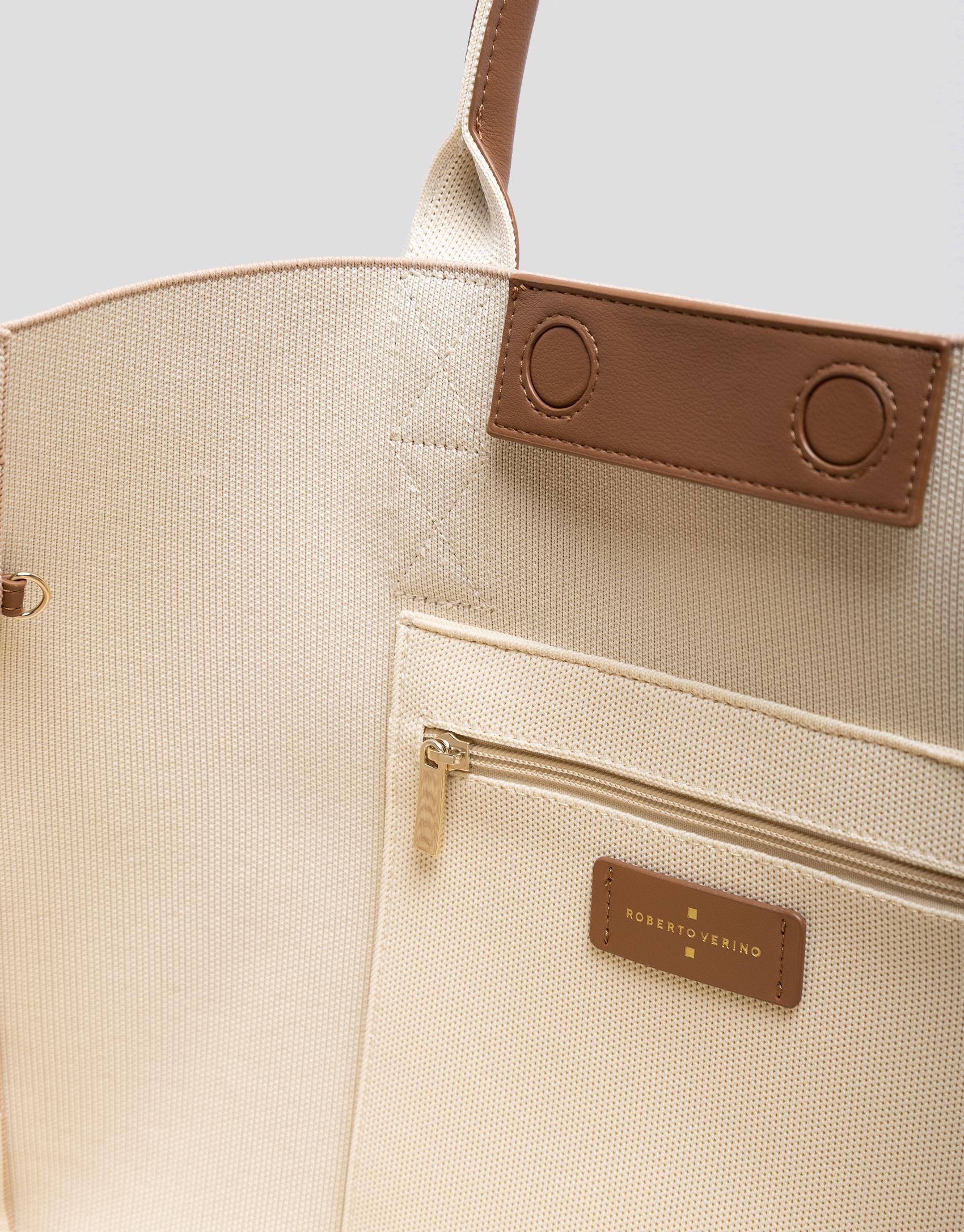 Bolso de hombro Zendaya Shopping XL punto beige | Roberto Verino
