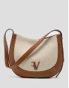 Bolso de hombro Iera Hobo lona y piel cámel | Roberto Verino