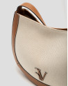 Bolso de hombro Iera Hobo lona y piel cámel | Roberto Verino