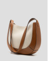 Iera Hobo shoulder bag in canvas and camel ... | Roberto Verino