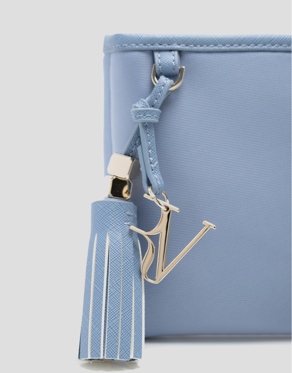 Dafne Messenger shoulder bag in light blue nylon | Roberto Verino