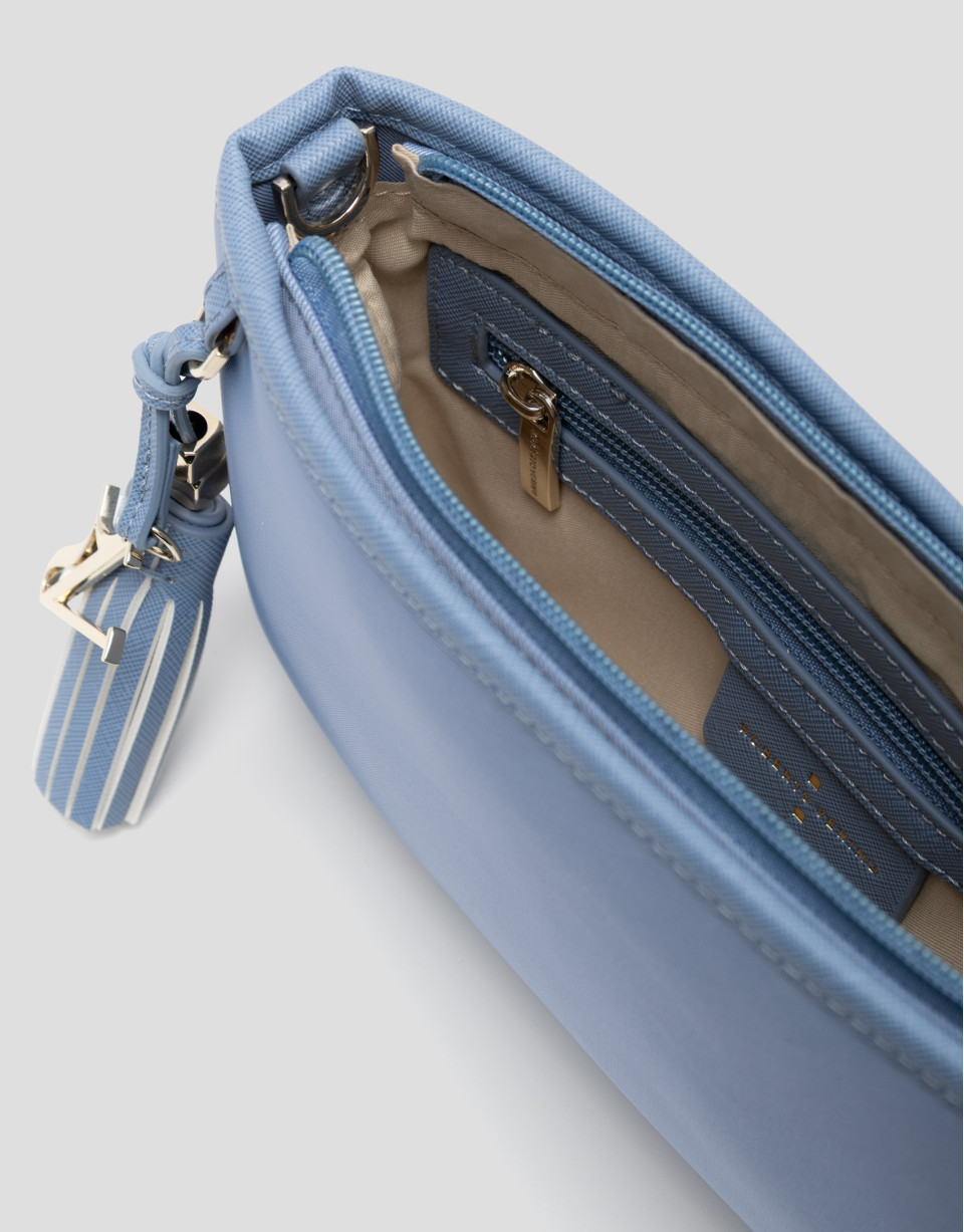 Dafne Messenger shoulder bag in light blue nylon | Roberto Verino