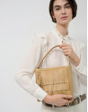 Chloe Bucket Bag in hazelnut leather with fringe | Roberto Verino