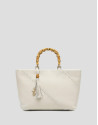 Clara Satchel handbag in ecru leather - Woman | Roberto Verino