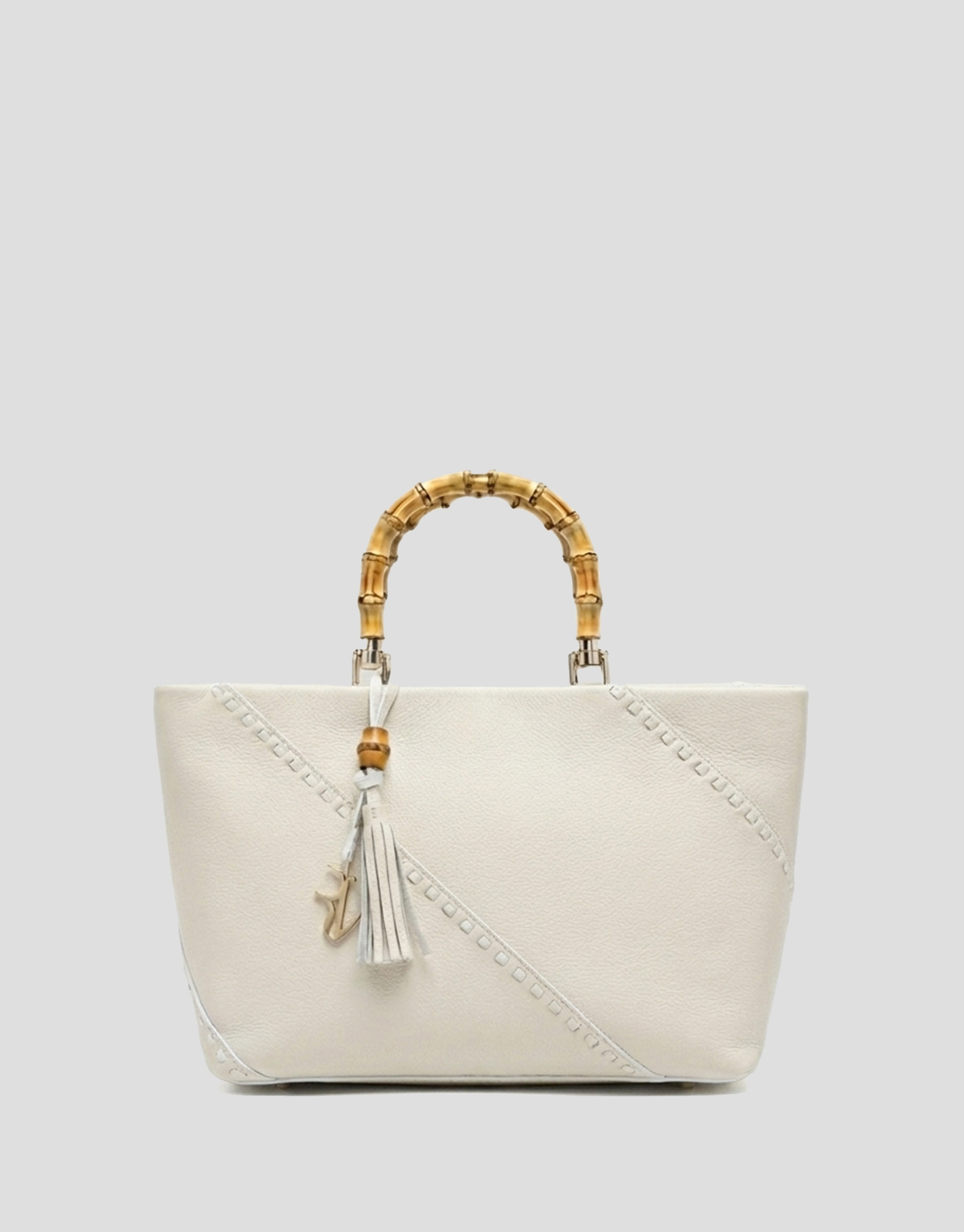 Clara Satchel handbag in ecru leather - Woman | Roberto Verino