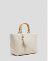 Clara Satchel handbag in ecru leather - Woman | Roberto Verino