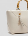 Clara Satchel handbag in ecru leather - Woman | Roberto Verino