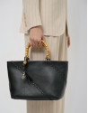 Clara Satchel black leather handbag - Woman | Roberto Verino
