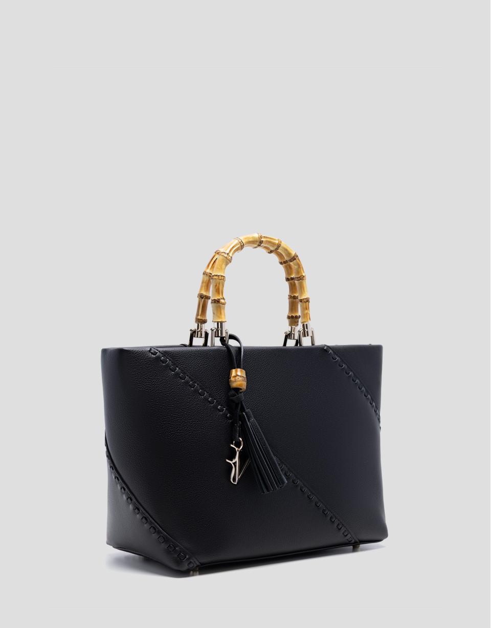 Clara Satchel black leather handbag - Woman | Roberto Verino