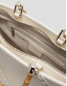 Clara Satchel handbag in ecru leather - Woman | Roberto Verino