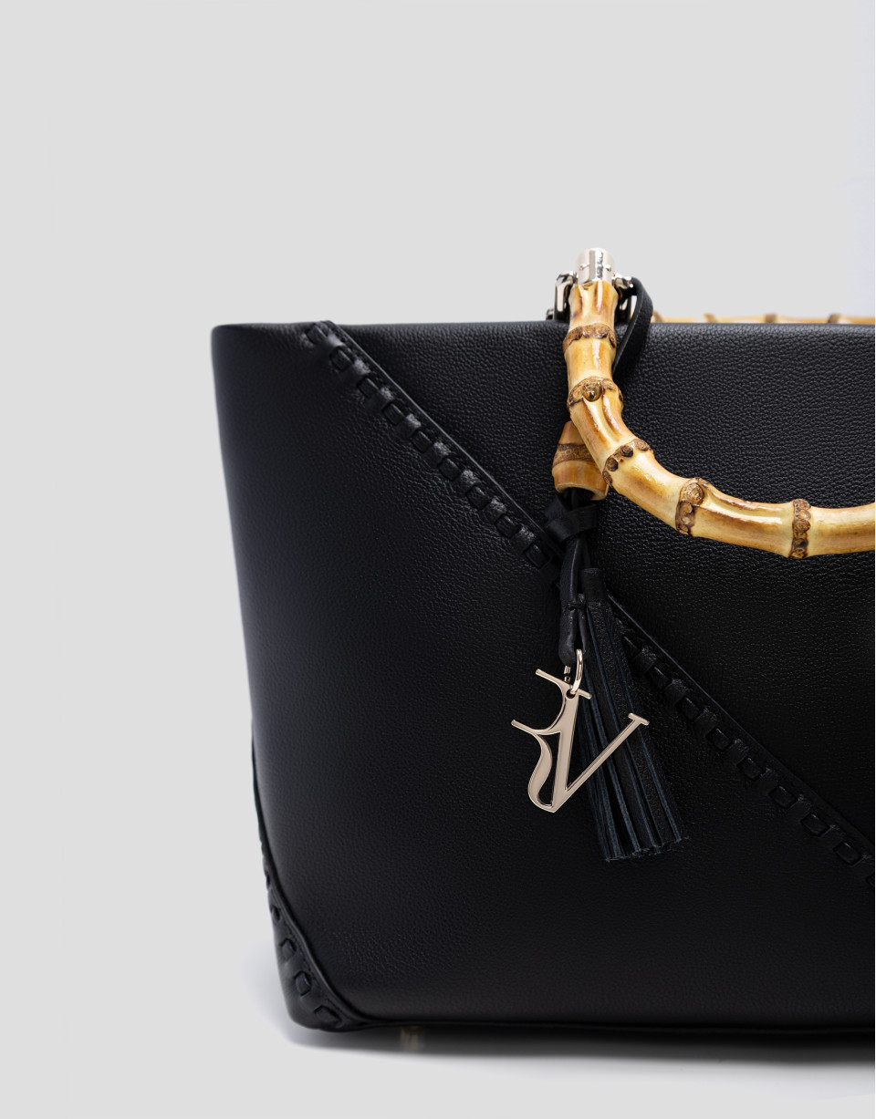 Clara Satchel black leather handbag - Woman | Roberto Verino