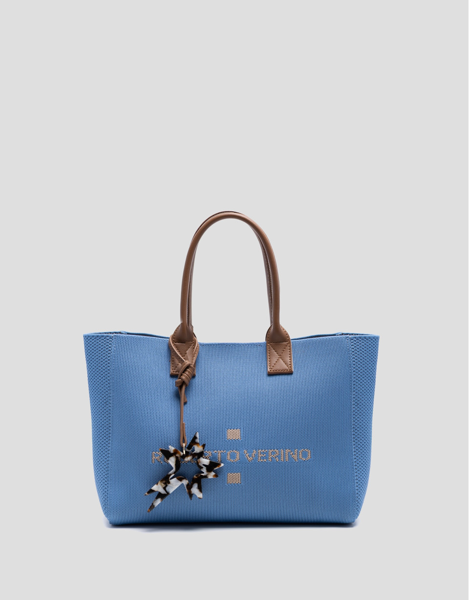 Zendaya Satchel light blue knit handbag - Woman | Roberto Verino