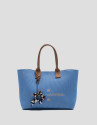 Zendaya Satchel light blue knit handbag - Woman | Roberto Verino
