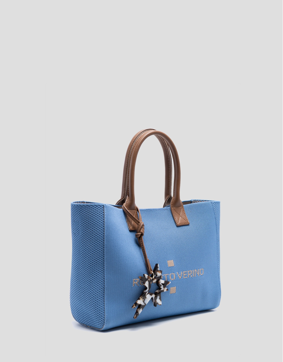 Zendaya Satchel light blue knit handbag - Woman | Roberto Verino