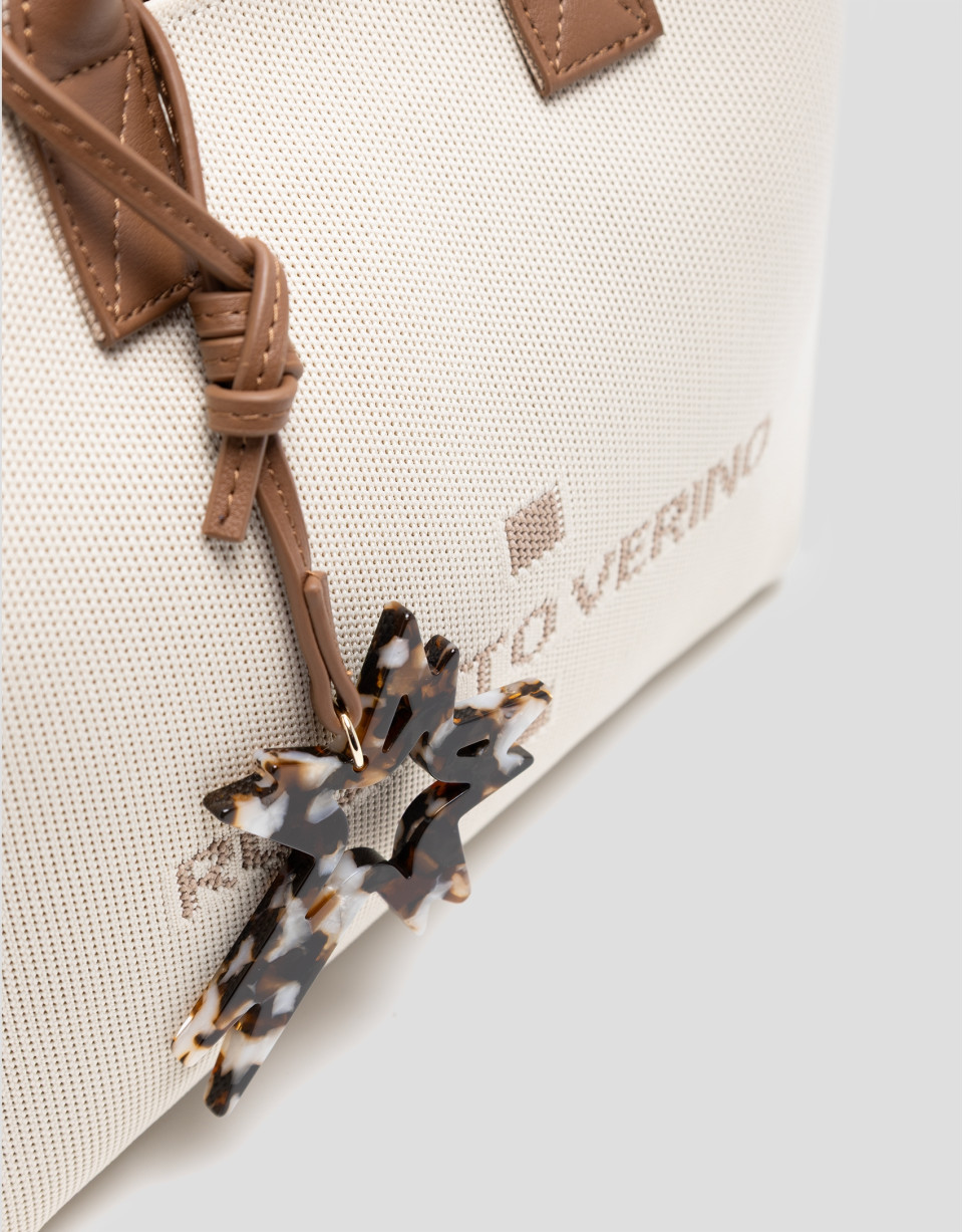 Zendaya Satchel handbag in ecru knit - Woman | Roberto Verino