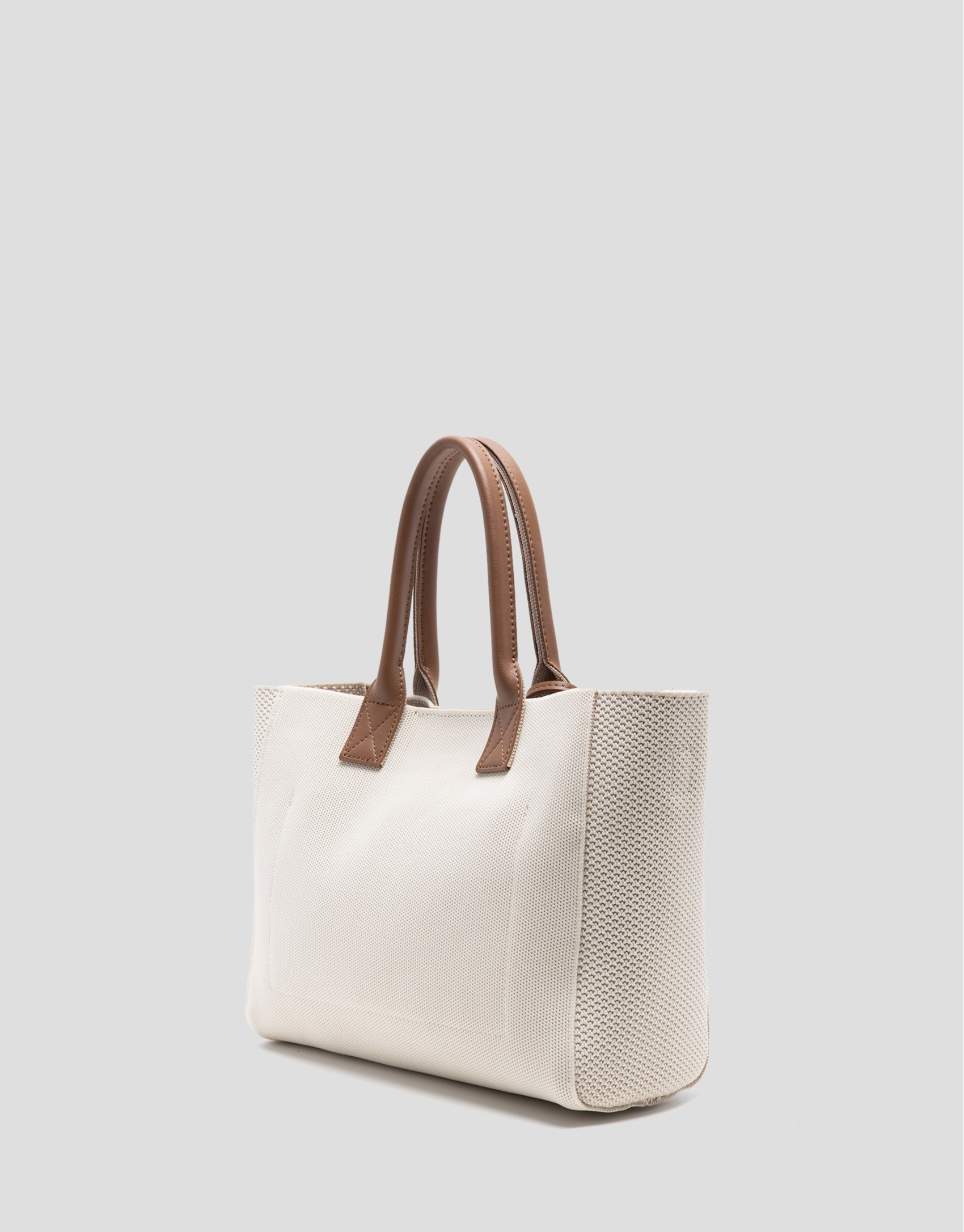 Zendaya Satchel handbag in ecru knit - Woman | Roberto Verino