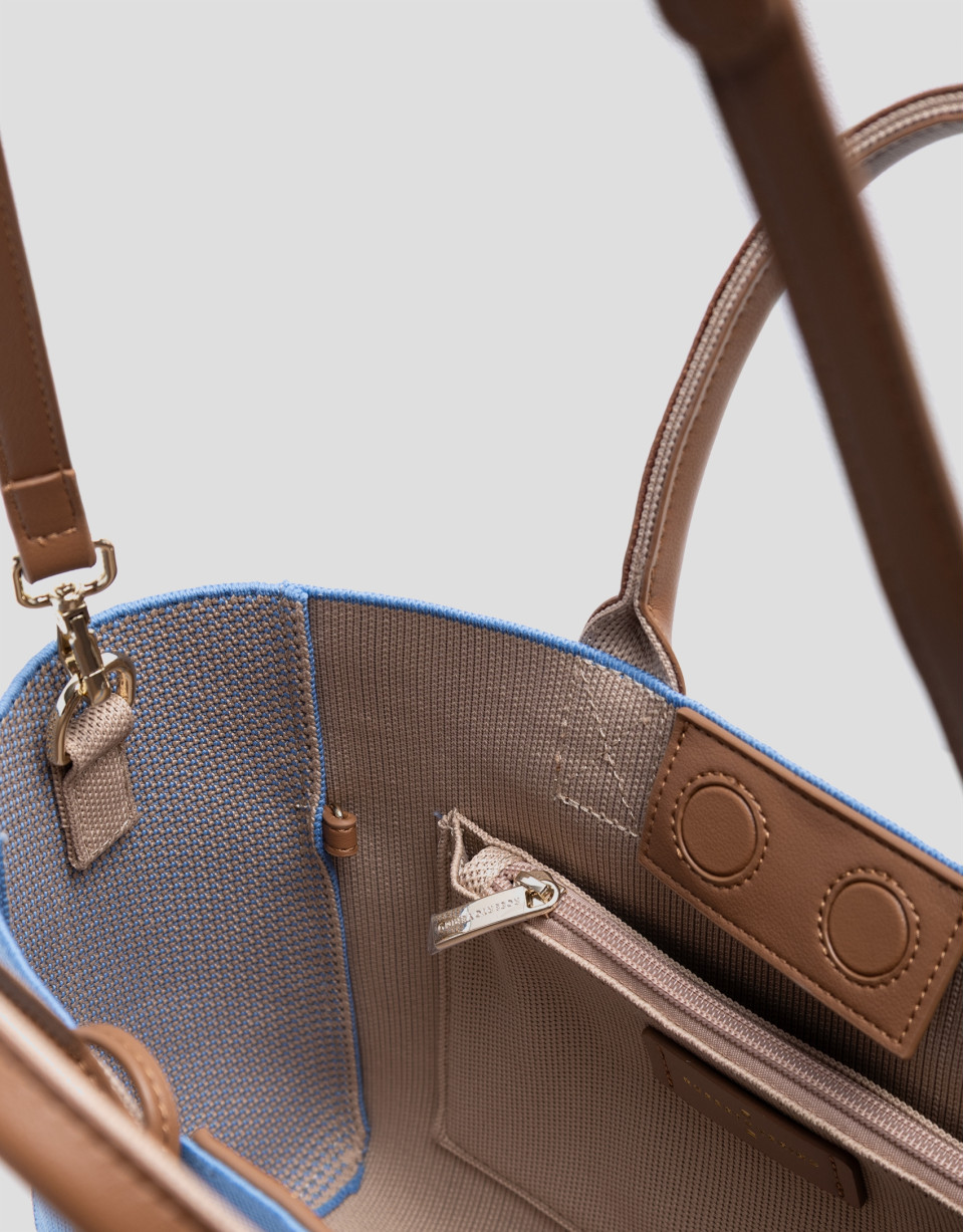 Zendaya Satchel light blue knit handbag - Woman | Roberto Verino