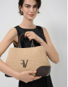 Vera Satchel bag in beige and brown leather | Roberto Verino